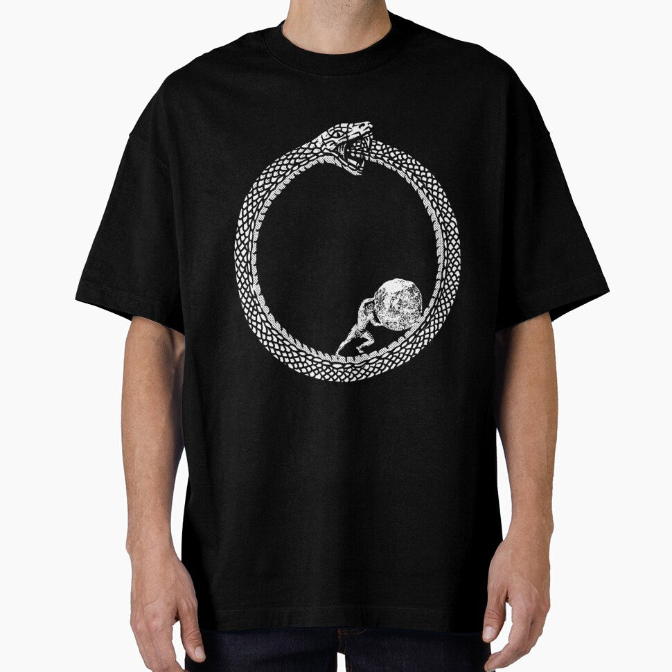 Sisyphus In An Ouroboros Snake - Unisex Philosophy T-Shirt For Existentialists by ART-KaraSikora
