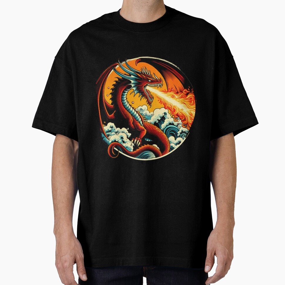 vintage Magic in Flames dragon breathing fire by Expressions-Sel