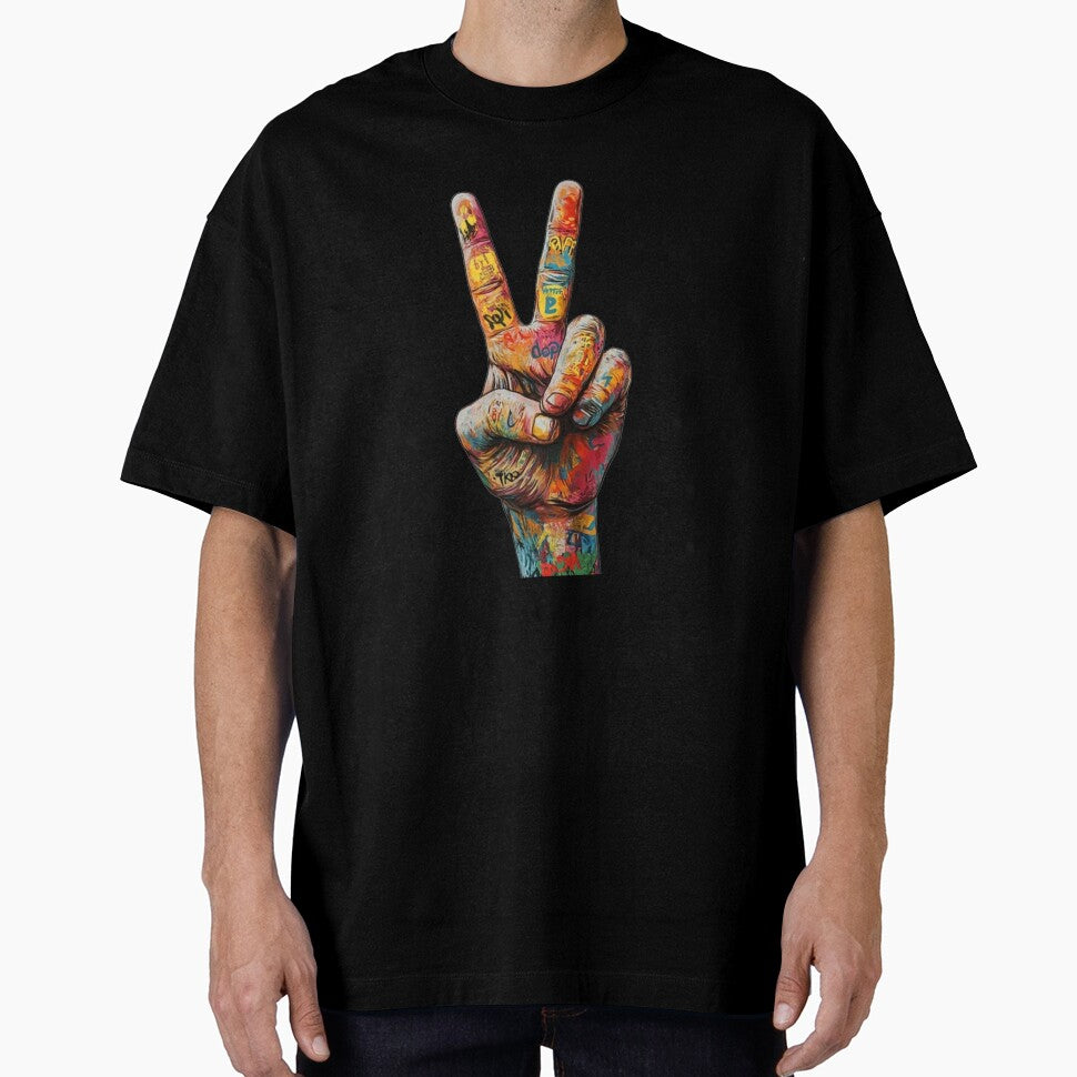 Graffiti Peace Sign Hand - Colorful Streetwear Urban Graffiti Art by gokhanuzen