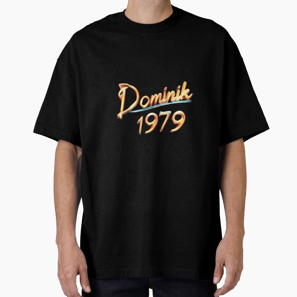 Dominik 1979 – Golden Neon Retro by AlexLineArt