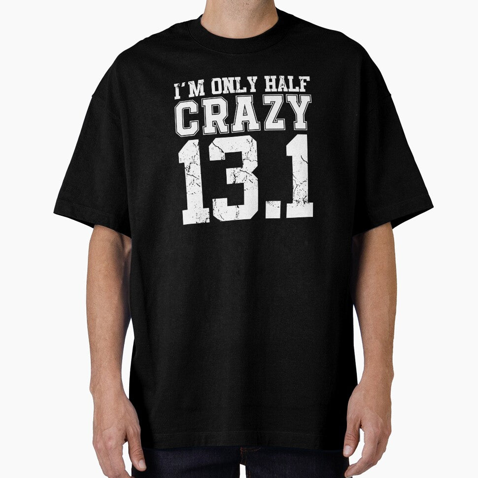 Im Only half crazy 13.1 cross country marathon runner gift by hadleydesigns