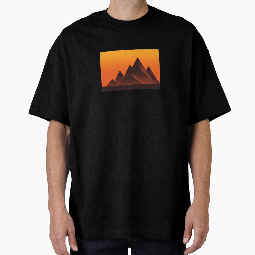 "Geometric Mountain Sunset - Minimalist Nature Art" by Striklet