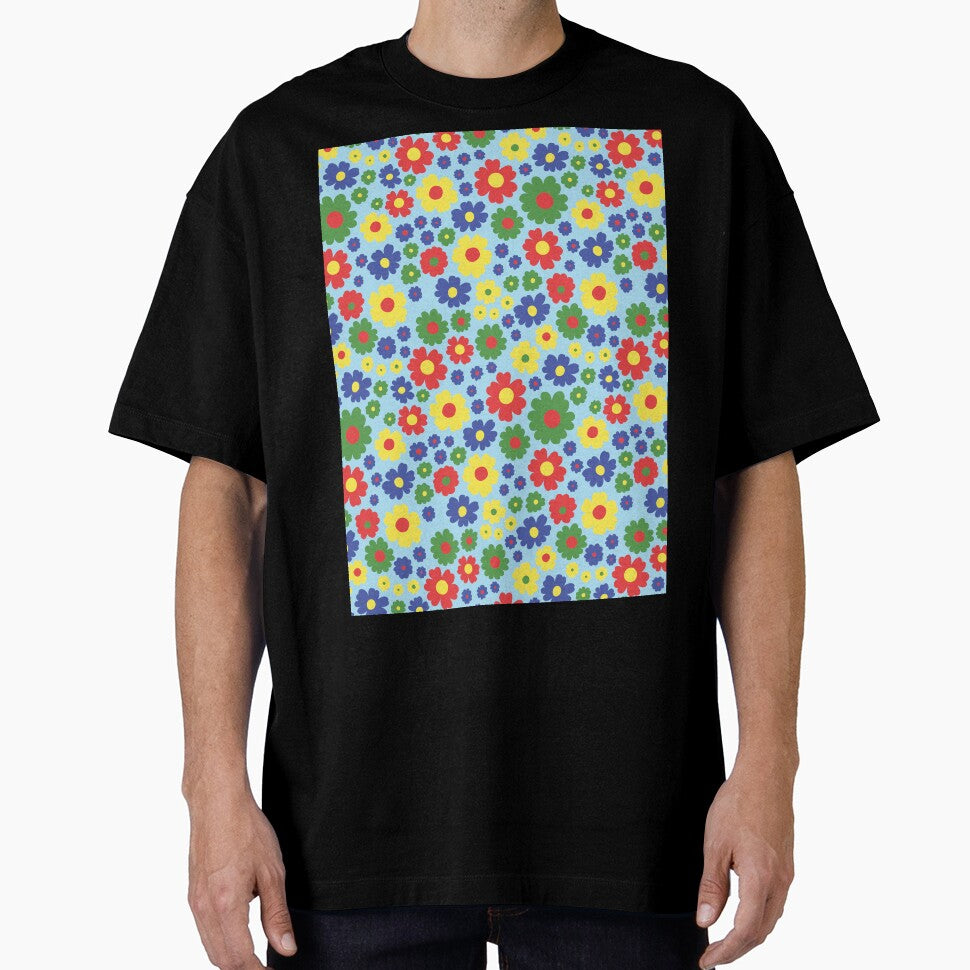 GROOVY RETRO FLOWER POWER GIRLY 70S AND 60S STYLE PRIMARY COLOR BLUE by blomastudios