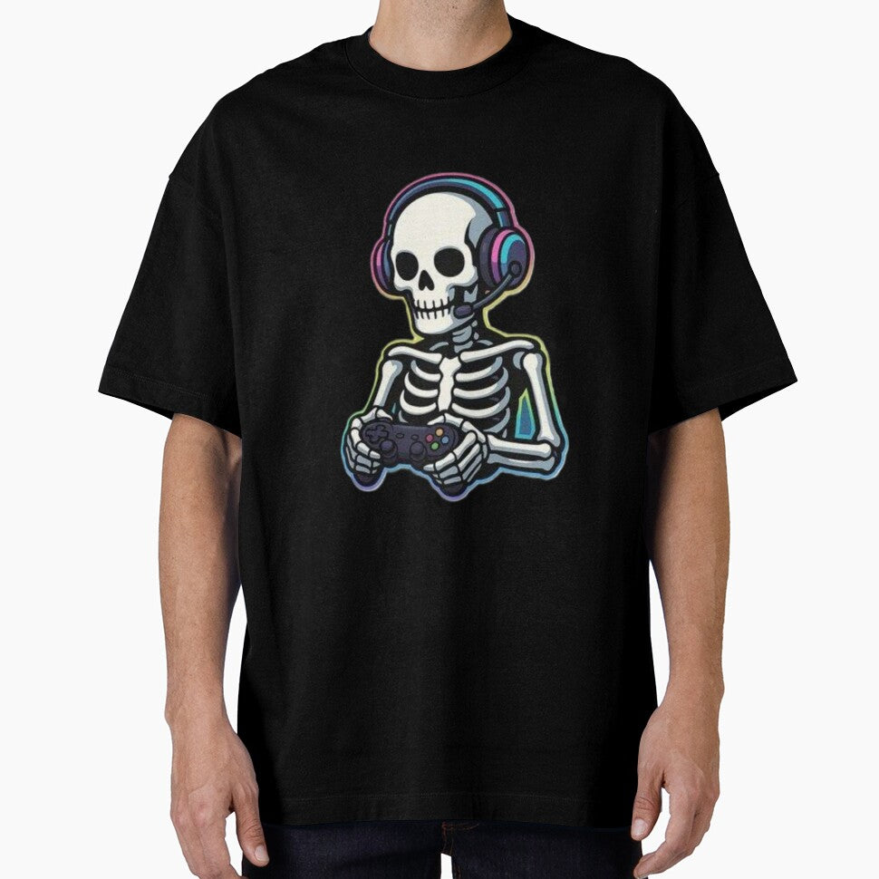 Cute Skeleton Gamer with Headset | Gaming Skull Cartoon Sticker by SkeletonMood