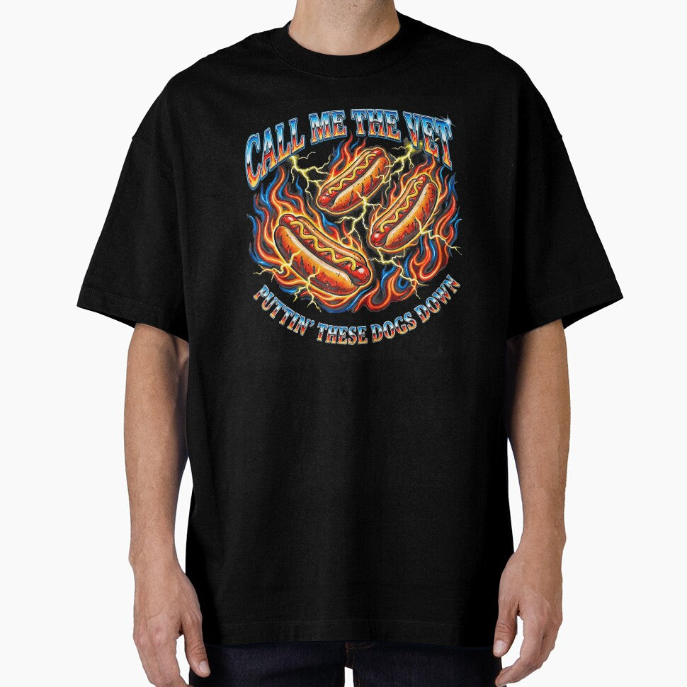 Funny Flaming Hot Dog Cartoon With Chaotic Grill Dad Energy by Masonixem