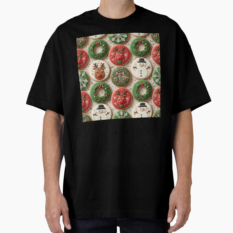 Decorated Christmas Cookie Pattern with Festive Icons by Fabricbella