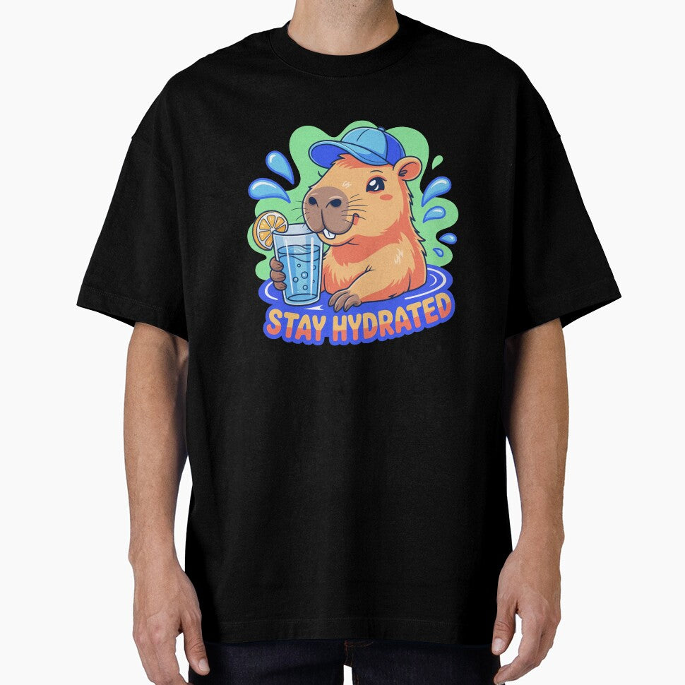 Stay Hydrated Funny Capybara Cartoon by MonkiFlipp