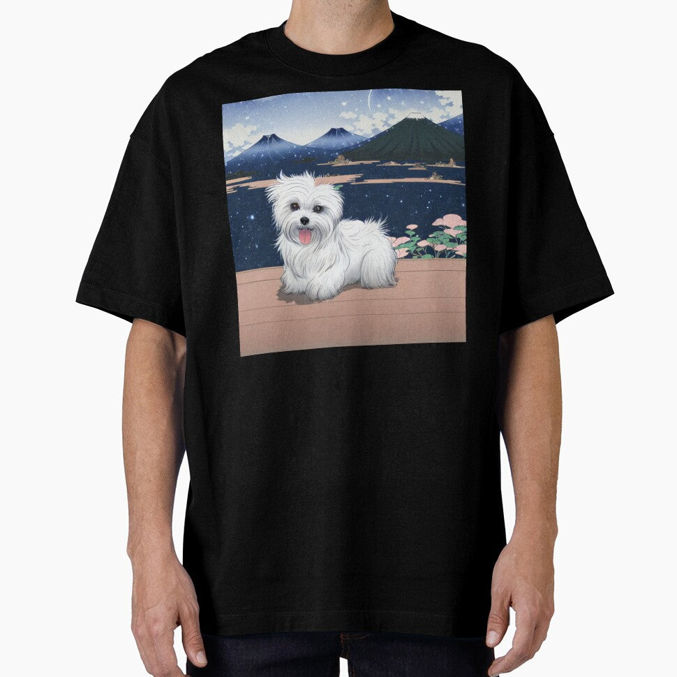 Cute Shih Tzu Maltese Dog Puppy at Japanese Mounts of Fuji by FociCreate