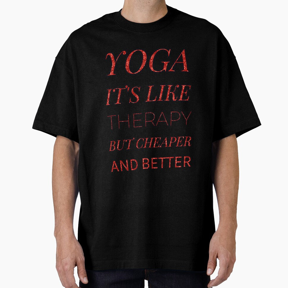 Yoga It'S Like Therapy But Cheaper And Better Red Rhinestone by TheIconSmith