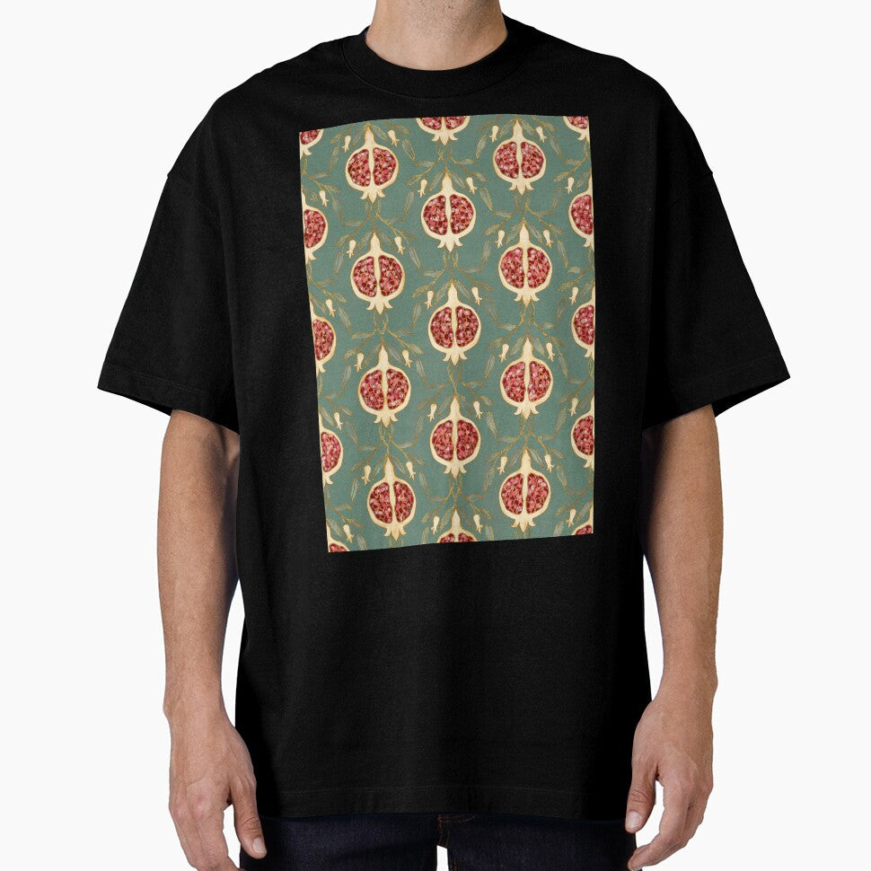 Pomegranate Pattern Sage Green Background by Octavia Soldani