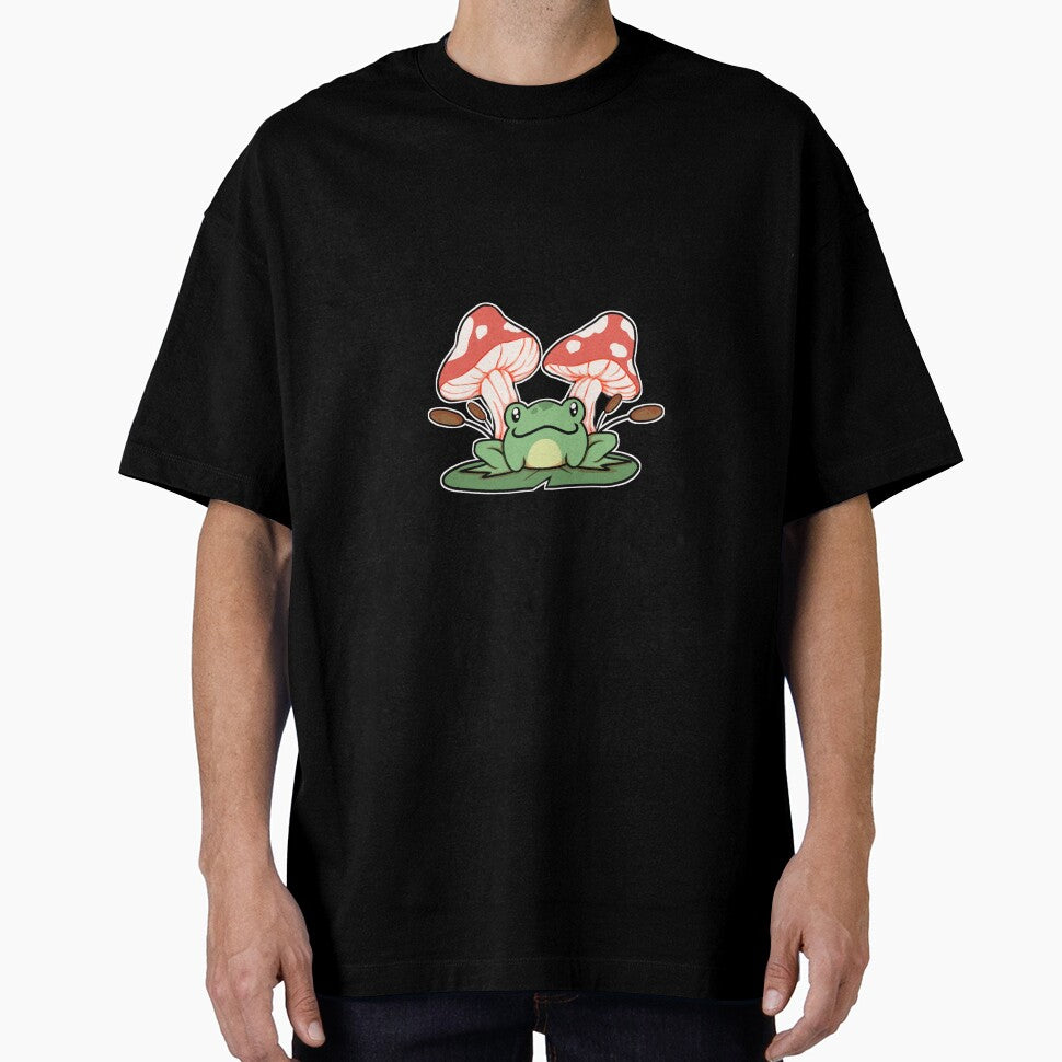 Frog on a Lily Pad with Mushrooms and Cattails by TechnoWoofArt