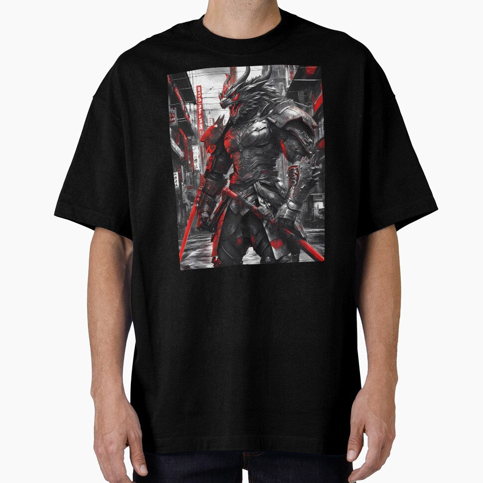 Fierce Dragon Samurai in Dystopian Japan - Futuristic Warrior Art by MystiqSlav