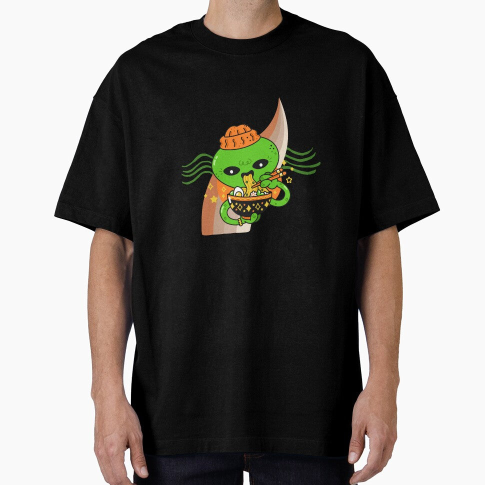 Cute alien eating ramen by jpn insprd
