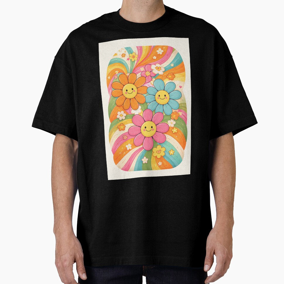 Retro Happy Flowers Pattern – Colorful 70s Groovy Aesthetic Phone Case by DrizzyV