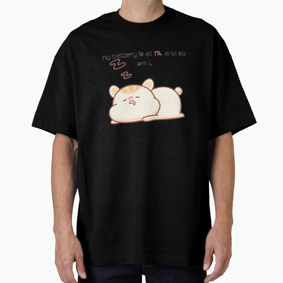 My Battery is at 1 Percent and So Am I - Funny Hamster Burnout Quote by Lush Aura Designs