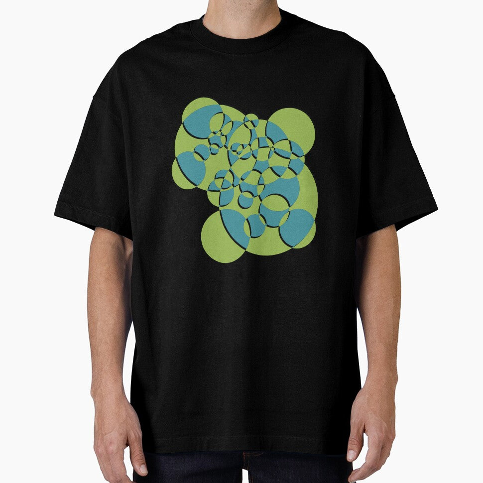 Overlapping Circles - Green and Blue - Shadow and Outline by Miranda Benson
