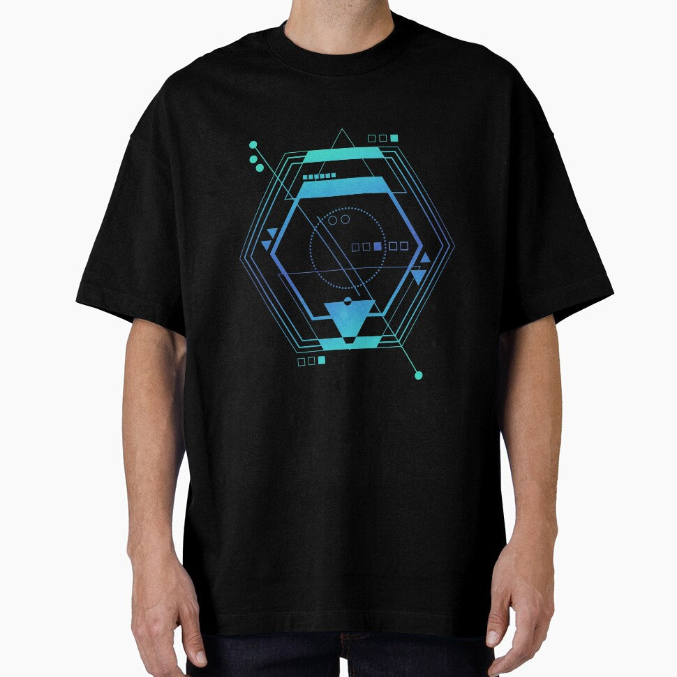 Blue Geometric galaxy ciberpunk abstract by Carolina Salazar