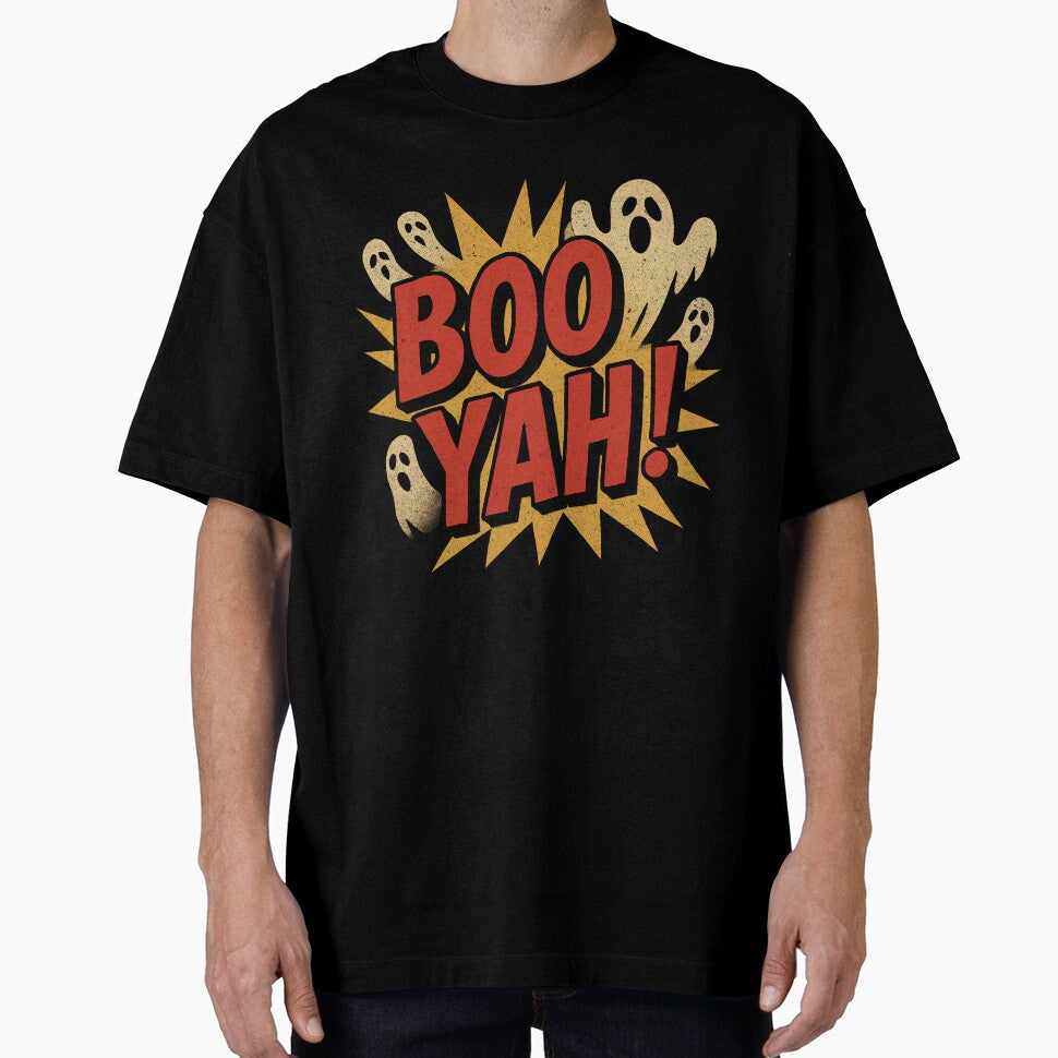 Vintage Boo Yah! Halloween Design – Retro Horror Ghost Poster Style by NovivoPrints