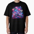 Neon Psychedelic Mushrooms - Trippy Glowing Fantasy Forest by Sybille-Yates