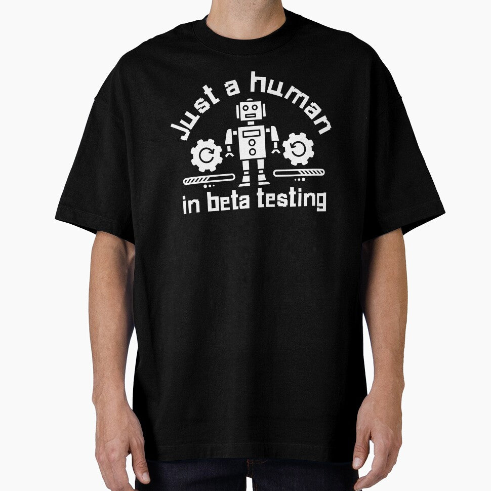 Funny Tech Robot ‘Human in Beta Testing’ Design. Gift for tech professionals and computer enthusiasts by Unitepeople