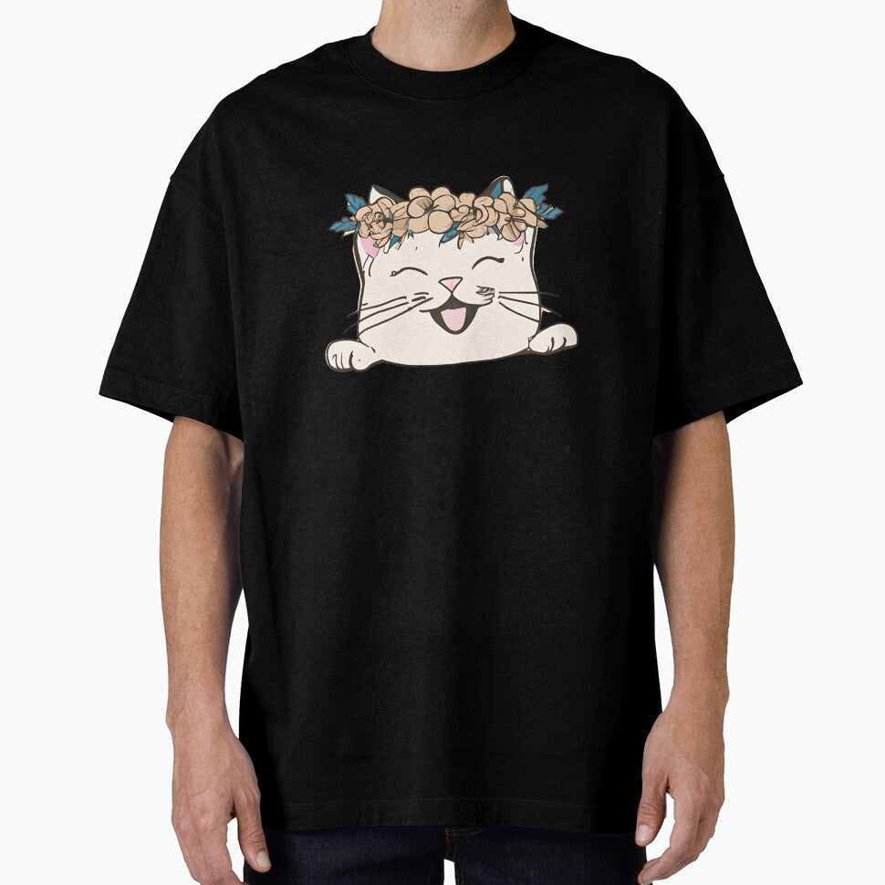 Cute Cat Meow  Smile with crown floral vintage by BOHOVIN