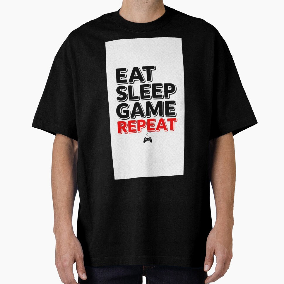 Eat Sleep Game Repeat Bold Gamer Text Shirt by Petringo