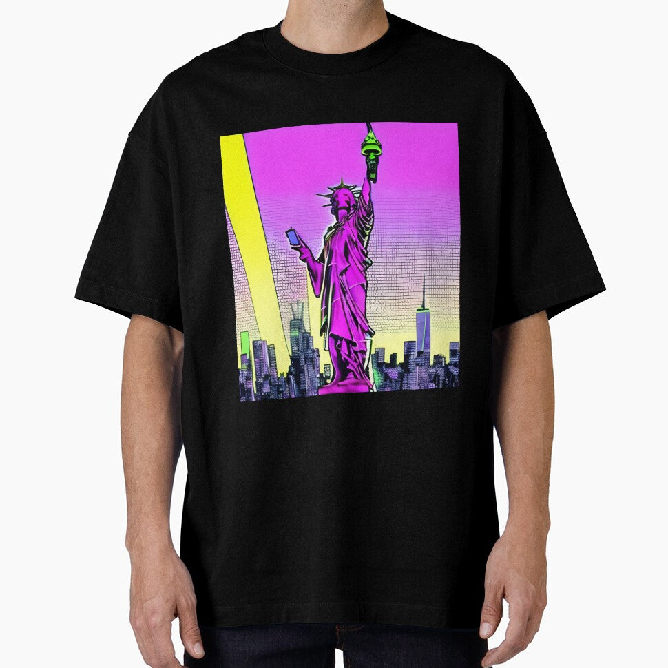modern retro style statue of liberty by imagenia