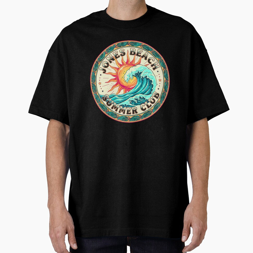 Jones Beach Summer Club Retro Badge - Vintage Sun & Waves by FitEnvy