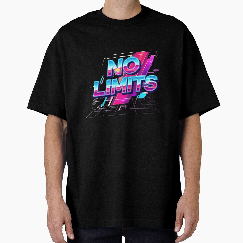 No Limits Retro Synthwave Motivational T-Shirt by MofazStyle