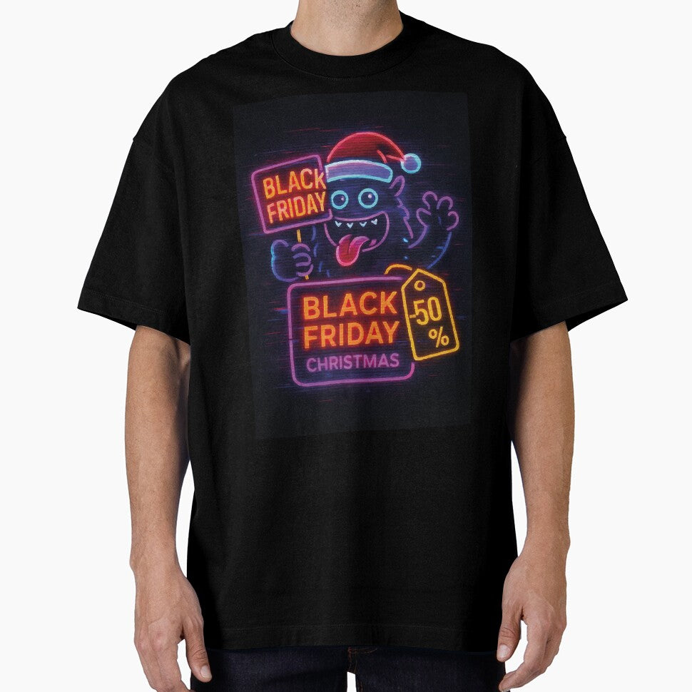 Retro Neon Black Friday Sale with Glitch Effect – Cyberpunk Style Poster by CheriTanya