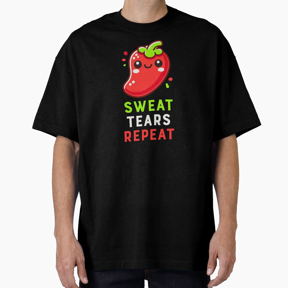 Kawaii Chili - Sweat, Tears, Repeat - Funny Spicy Food Chili Pepper Spice Kitchen Chef by Teemaniac