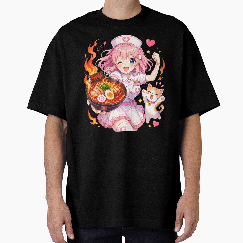 Cat Lover Funny Motivational Kawaii Strong Anime Nurse Eating Spicy Ramen Gift by Im-Ara