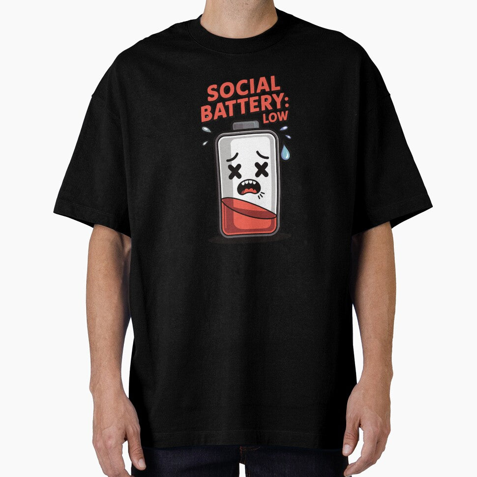 Social Battery Low – Funny Introvert T-Shirt by SorryFrog