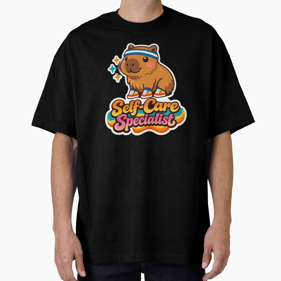 Retro Groovy Capybara Self-Care Specialist Illustration by craftedd