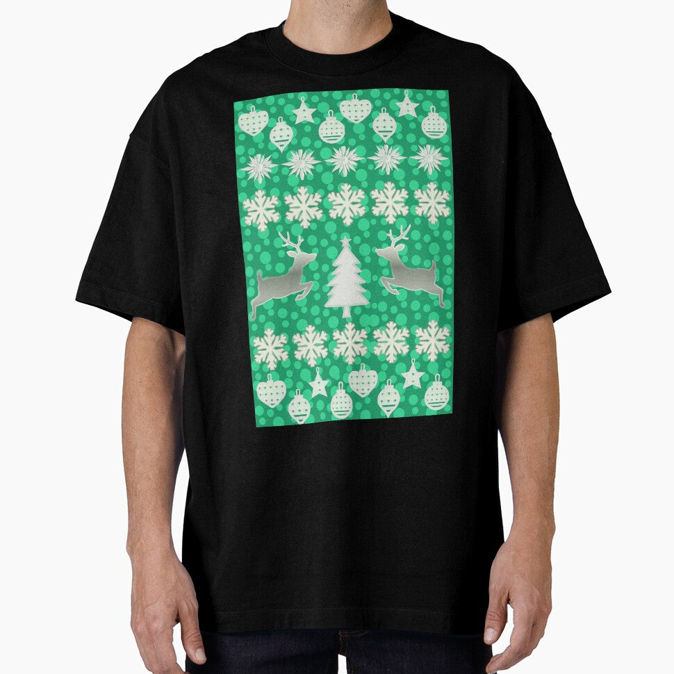 Green Christmas Reindeer & Snowflake Seamless Pattern by HopeAndHustle
