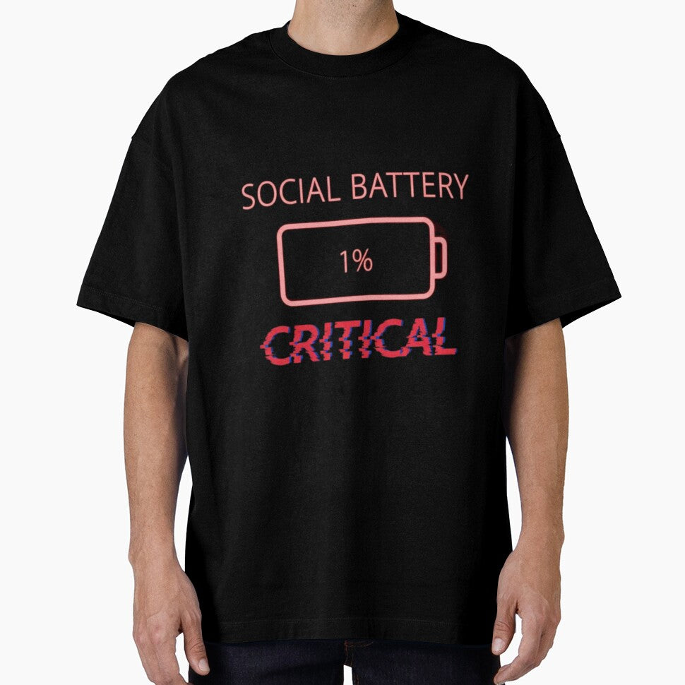 Social Battery 1 Percent Critical Low Battery Humor by Wit & Wear