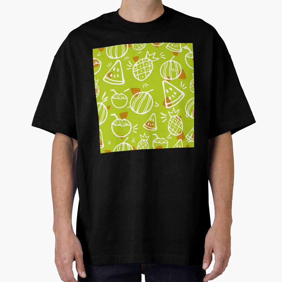 Lime Green Tropical Fruit Sketches Pattern by everything4eva
