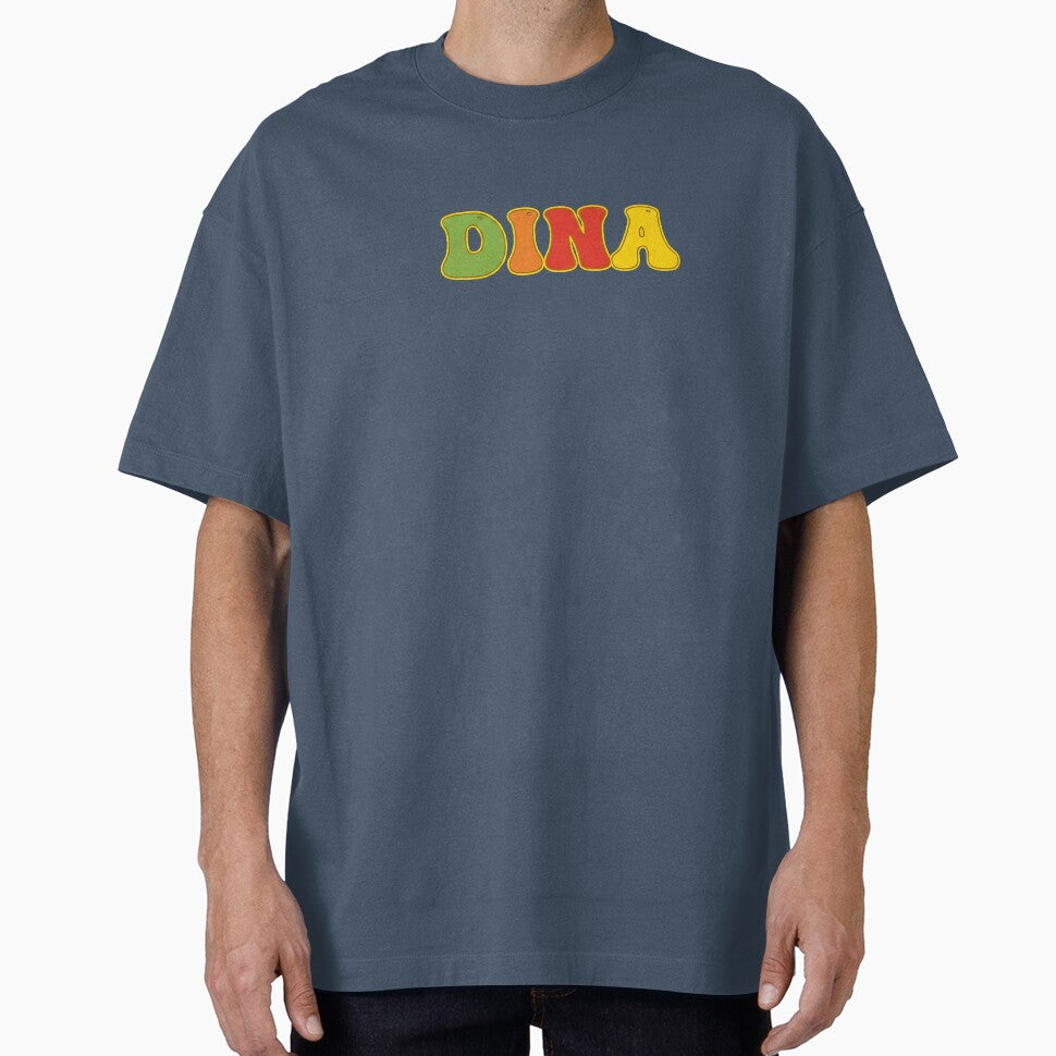 ❤️ Dina Personalized Name Wavy Retro Shirt, Coffee Mug, Sticker Gift by HelixPedia