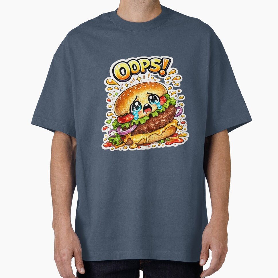 Oops Burger – Cute Kawaii Dropped Burger Manga Design by Kevin Shearer