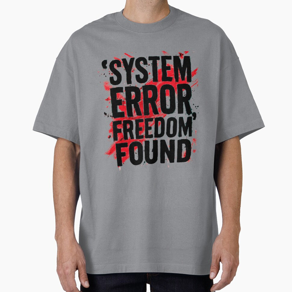 System Error Freedom Found Minimalist Typography  Neon Blue Design by GoGreenlove