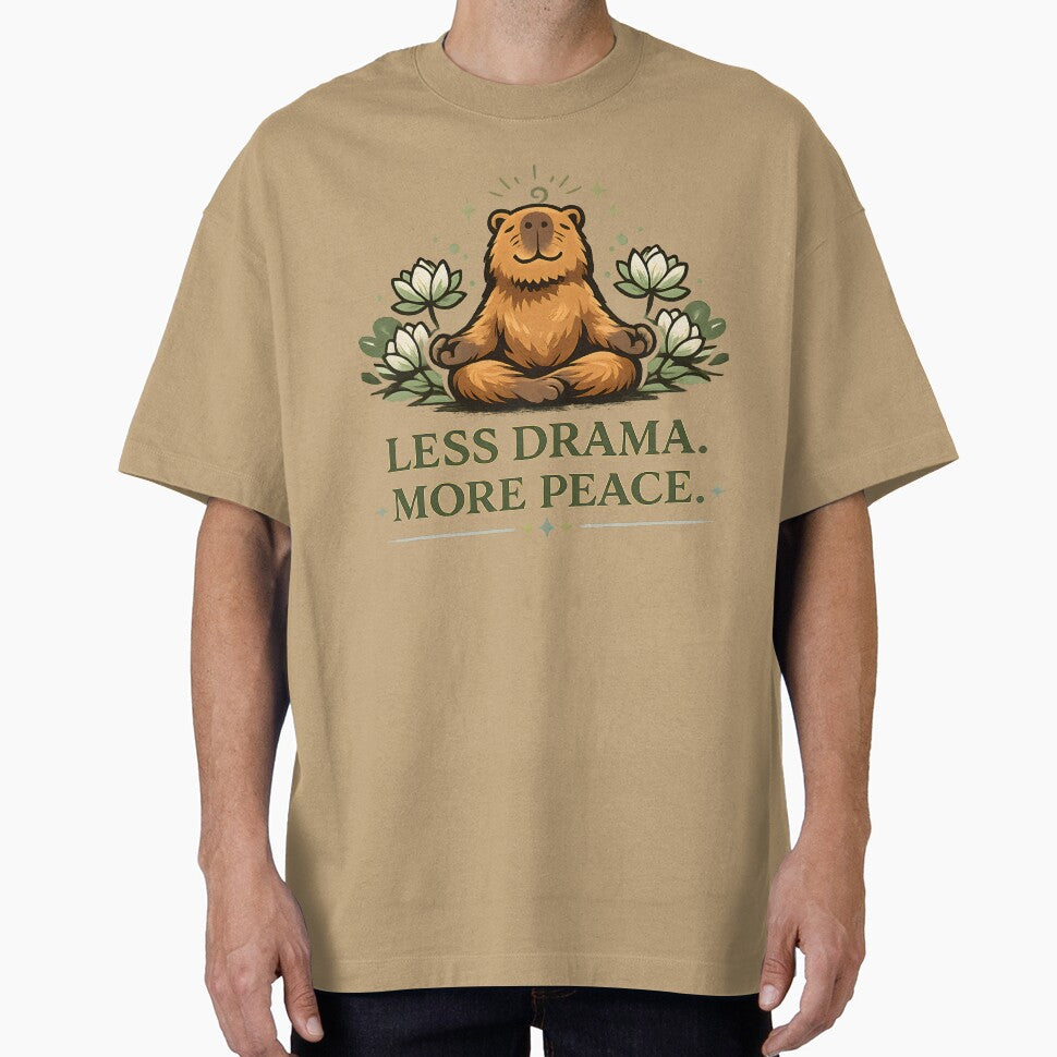 Less Drama More Peace Capybara Shirt – Mindfulness Retro Graphic Tee by  MAD's Recreation Studio