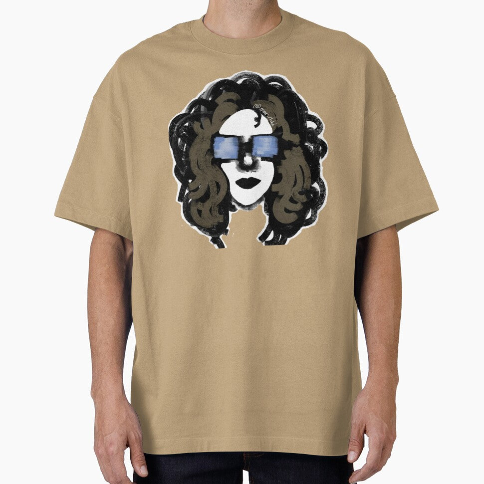 Woman with curly hair wearing sunglasses by Mermaso Art