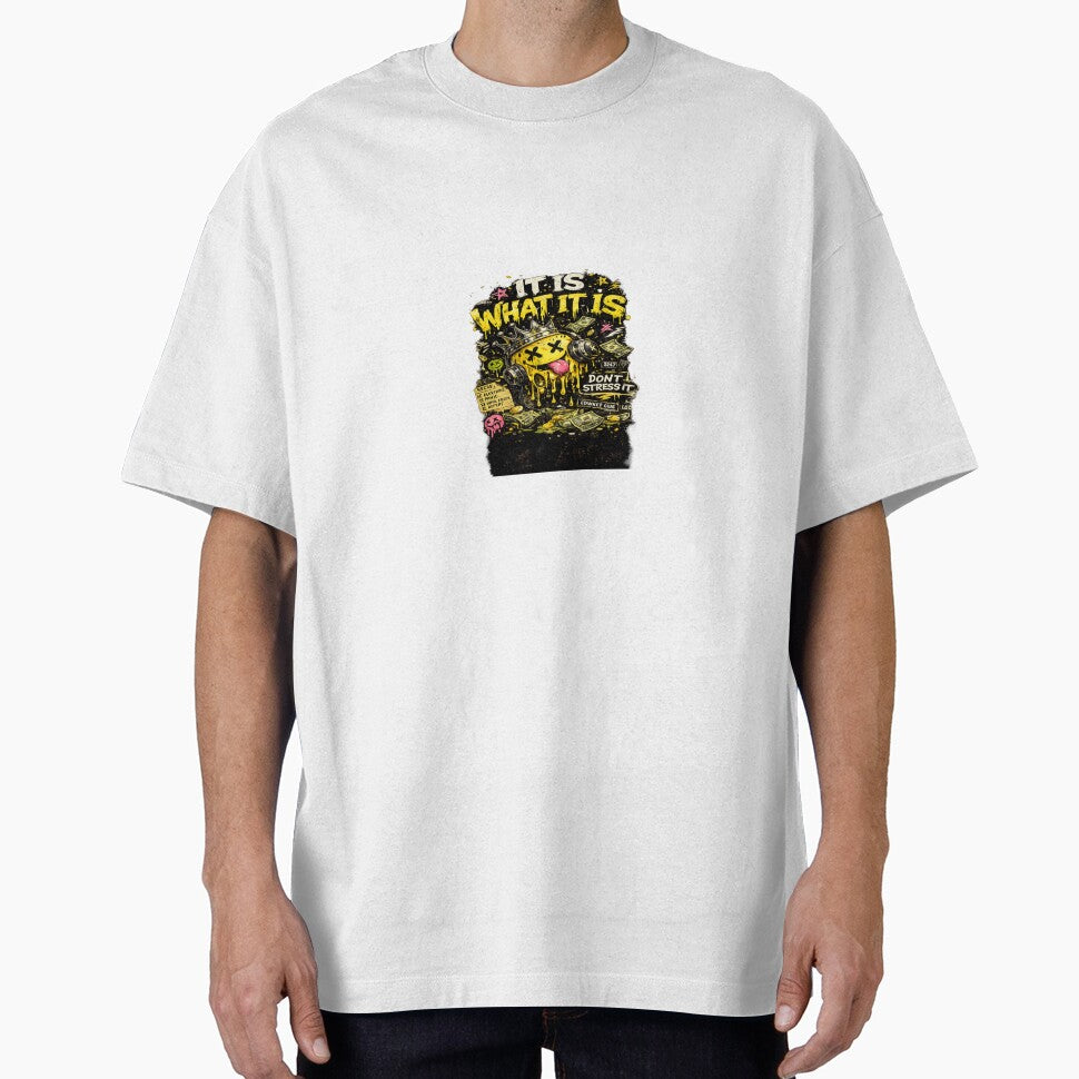 It Is What It Is – Dripping Graffiti Smiley Streetwear T-Shirt Design by designshub0811