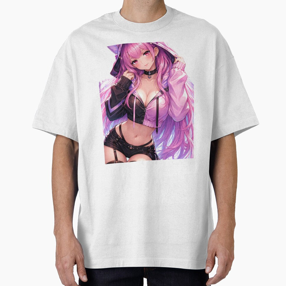 Cyberpunk Anime Girl Aesthetic – Pink Hair Waifu Streetwear Style by AnimDream