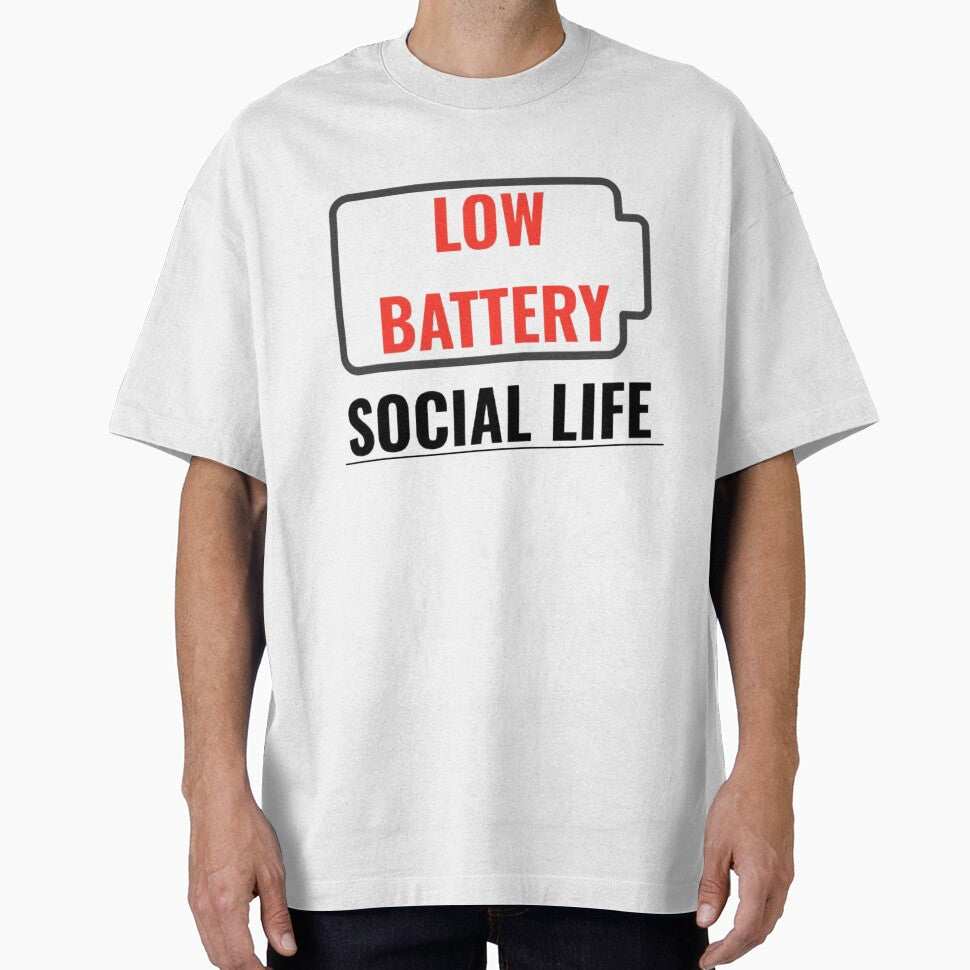 Low Battery Social Life Funny Introvert Humor Design by LowBatteryStudio ⭐