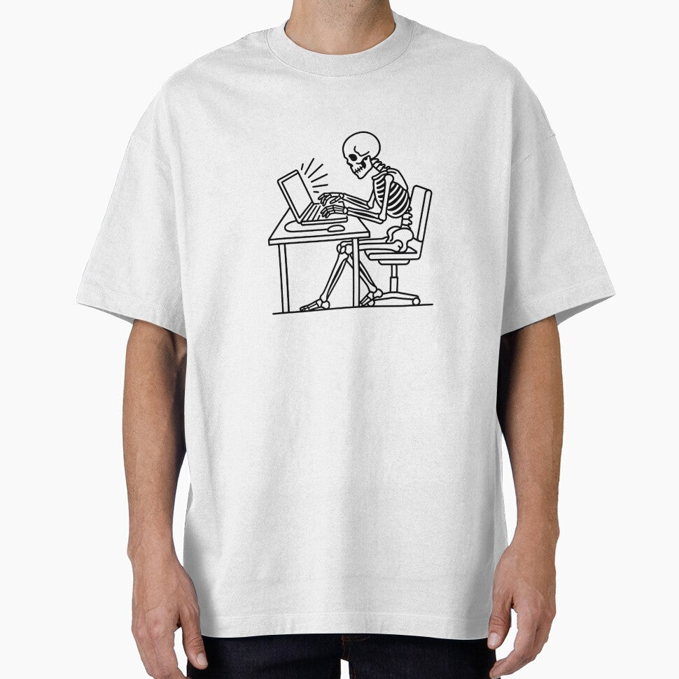 Commit Early Git Push Programmer Skeleton Line Art by TechBro67