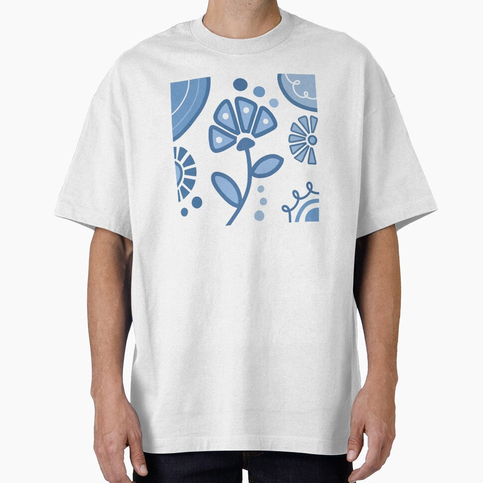 Blue And White Flower Boho Design by Sartoris Art