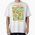 Cute Orange Pattern on Striped Background Retro Citrus Fruit Design by Skryp-art