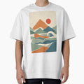 Boho Torn Paper Mountain Wave & Sun Landscape by The boys