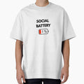 Social Battery 1% | Funny Introvert T-Shirt | Socially Drained Design Graphic Tee by KBizofficial